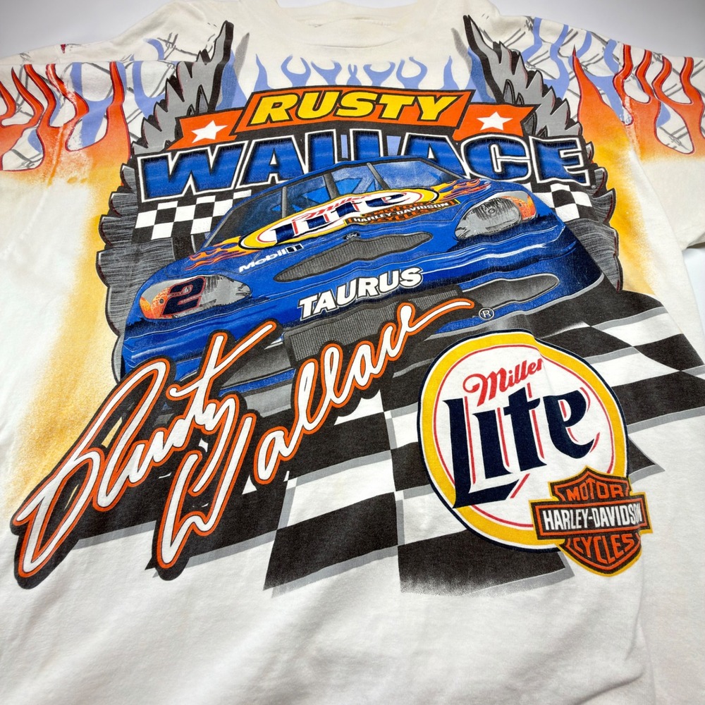 Chase Authentics Rusty Wallace Miller Lite Harley-Davidson NASCAR T Shirt XL